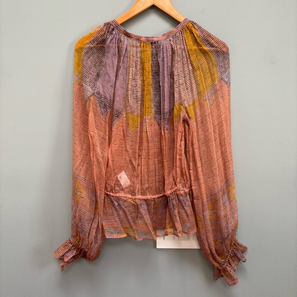 Mes Demoiselles Morgana Silk Peasant Blouse Long Sleeves 2 - Picture 2 of 12